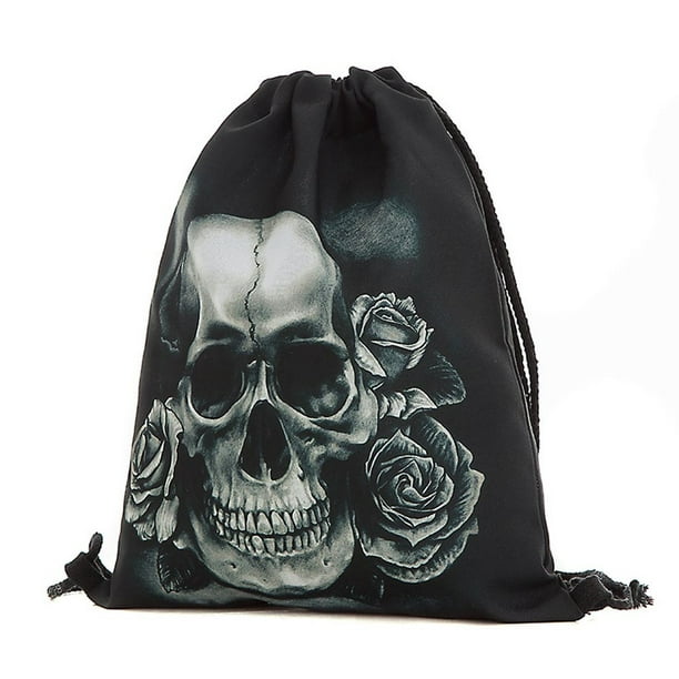 The Skull Drawstring Bag Sport Gym Travel Bundle Backpack Pack Shoulder Bags 